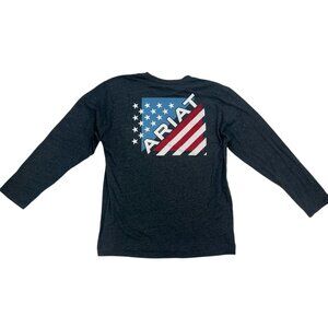 Ariat Men's Long Sleeve T-Shirt American Flag Logo Size L